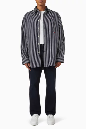 The Runway Collection Oversized Stripe Shirt in Cotton Poplin