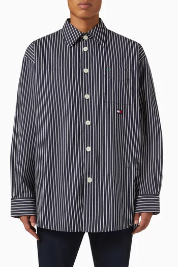 The Runway Collection Oversized Stripe Shirt in Cotton Poplin