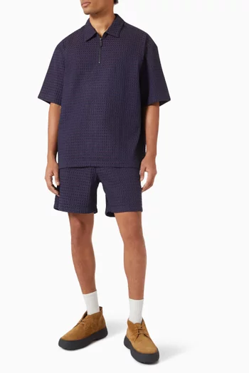 Lenny Zipper Shirt in Seersucker Cotton