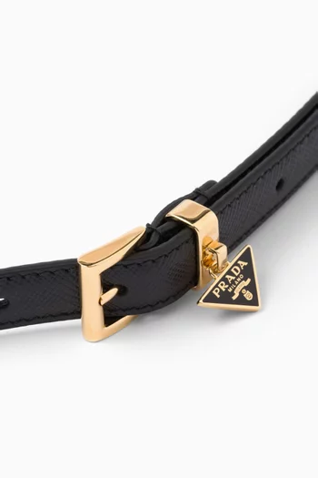 Logo Charm Belt in Saffiano Leather