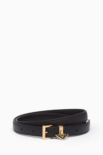 Logo Charm Belt in Saffiano Leather