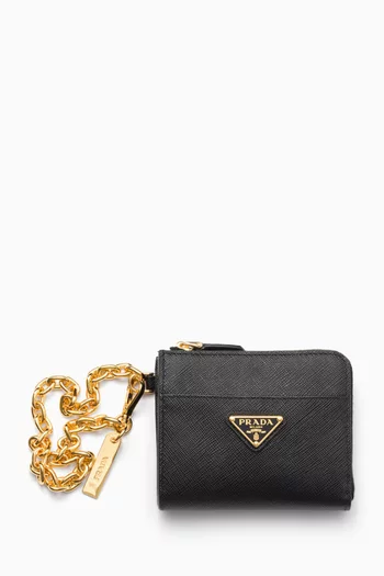 Small Chain Wallet in Saffiano Leather
