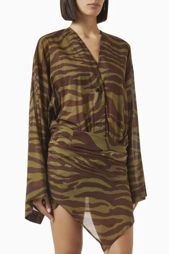 Zebra-print Mini Dress in Cotton