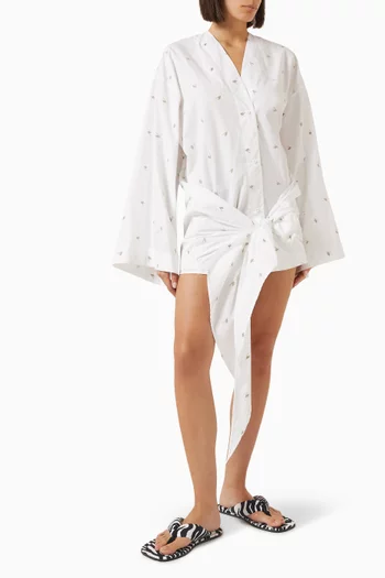 Embroidered-logo Mini Dress in Cotton Blend
