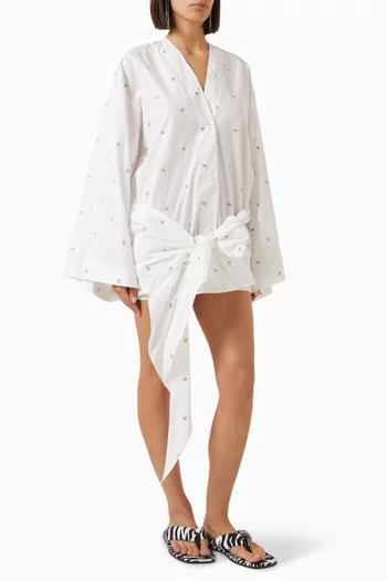 Embroidered-logo Mini Dress in Cotton Blend