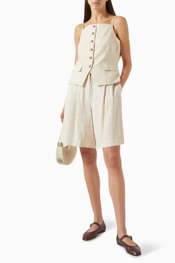 Yastunni Waistcoat Top in Linen-blend