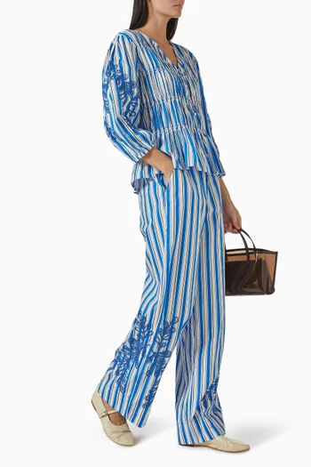 بنطال ياستيمو بنقشة مخططة قطن عضوي