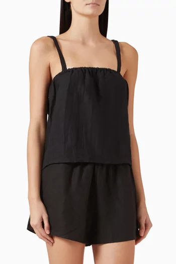 Buttoned Top & Shorts Set in Linen