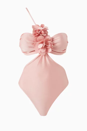 Lagoa Flower Appliqué One-piece Swimsuit in Lycra