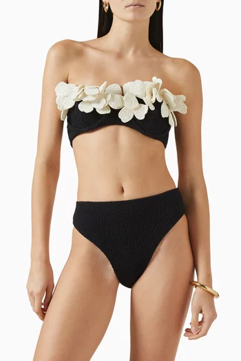 Breeze Flower Applique Bikini Top in Jacquard
