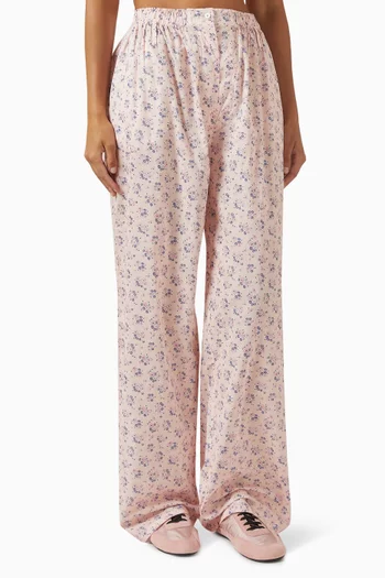 Floral-print Pants in Cotton Batiste