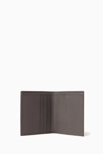 Triangle Logo Card Wallet in Saffiano Leather