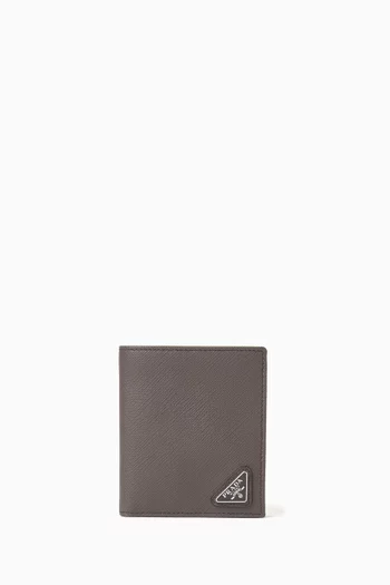 Triangle Logo Card Wallet in Saffiano Leather