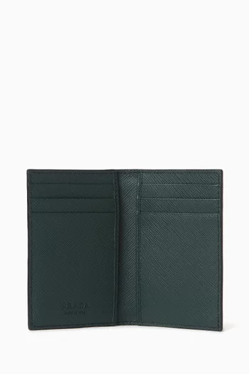 Logo Card Holder in Saffiano Leather