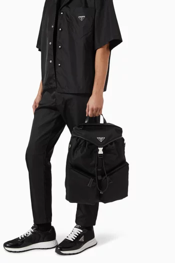 Logo Backpack in Re-nylon & Leather