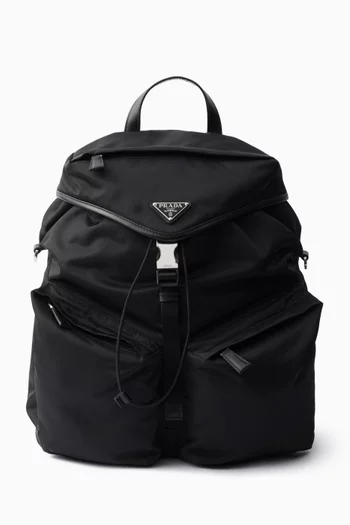Logo Backpack in Re-nylon & Leather