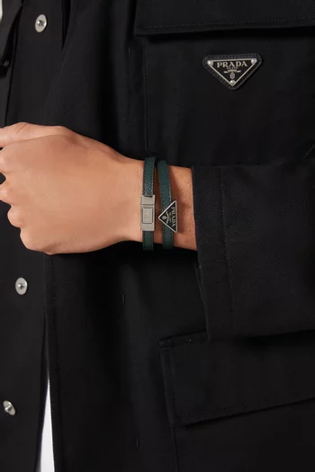 Double Logo Bracelet in Leather