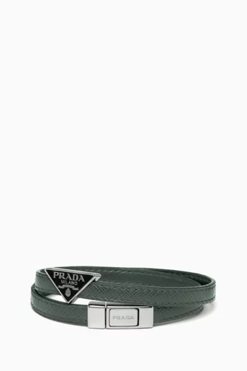 Double Logo Bracelet in Leather