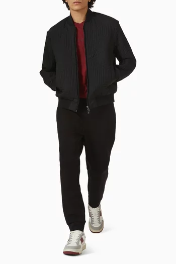 Geometric Quilted Bomber Jacket