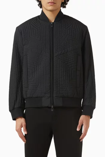 Geometric Quilted Bomber Jacket