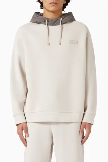 Contrast Hoodie in Cotton Blend