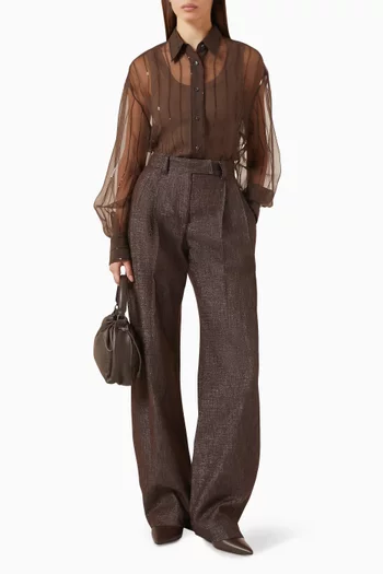 Sequin-embroidered Shirt in Silk