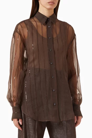 Sequin-embroidered Shirt in Silk