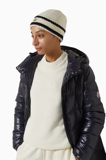 Striped Beanie in Wool Blend