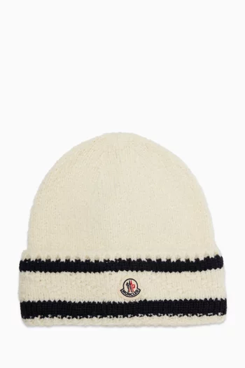 Striped Beanie in Wool Blend