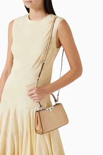 Mini Eleanor Satchel Bag in Croc-embossed Leather