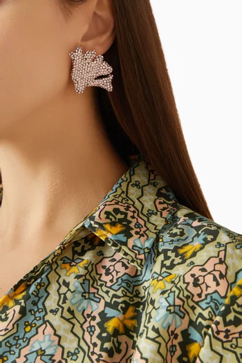Coral Clip-on Earrings in Silver-tone Brass