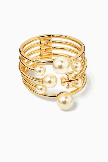 Kira Pearl Ring in 18kt Gold-plated Brass
