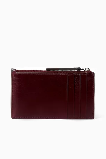 Kira Quilted Zip Card Case in Leather