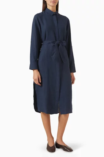 Sicily Belted Shirt Dress in Linen