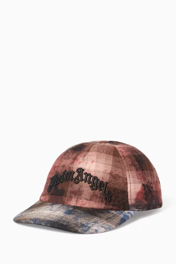 Check Logo-embroidered Baseball Cap in Canvas