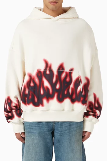 Flames-print Hoodie in Cotton