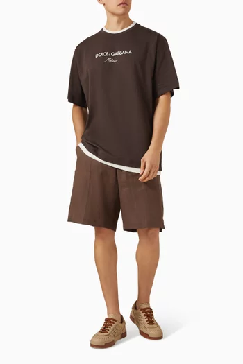 Logo-embroidered T-shirt in Cotton-jersey