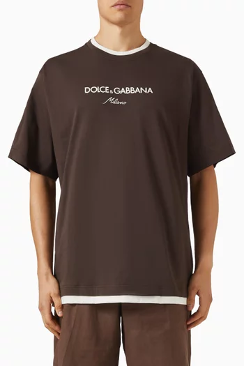 Logo-embroidered T-shirt in Cotton-jersey