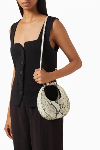 Good Night Moon Bag in Snake-embossed Leather