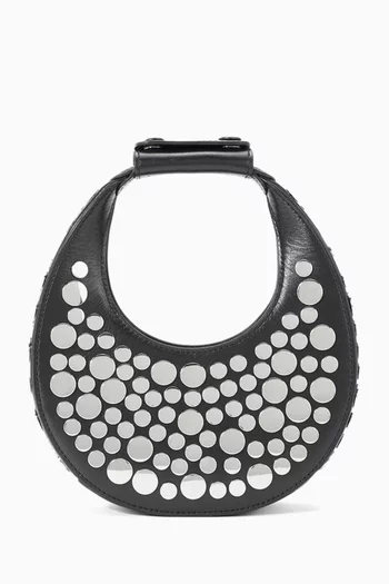 Good Night Studded Moon Bag in Leather