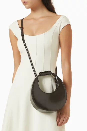 Mini Moon Bag in Polished Leather