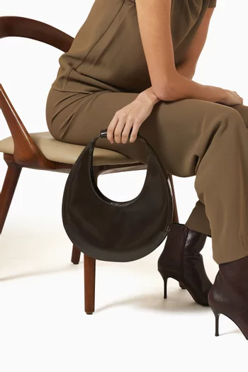 حقيبة يد بتصميم هلال جلد لامع