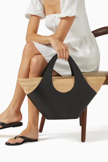 Siena Top-handle Tote Bag in Leather & Raffia