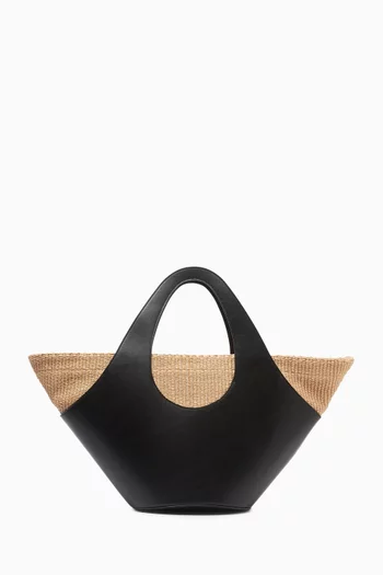 Siena Top-handle Tote Bag in Leather & Raffia