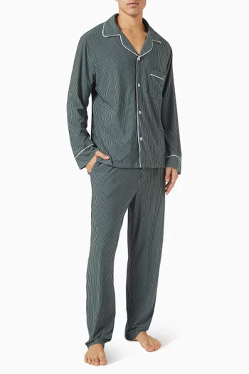 طقم بيجاما ويليام بأكمام طويلة ونقشة تينسيل مودال