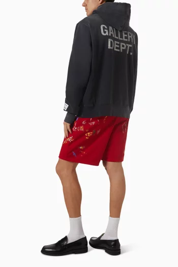 كنزة بغطاء رأس بشعار الماركة وطلاء قطن