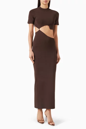 Maparadita Lattice Separation Maxi Dress in Jersey
