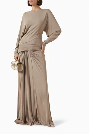 Vala Draped Maxi Dress in Jersey