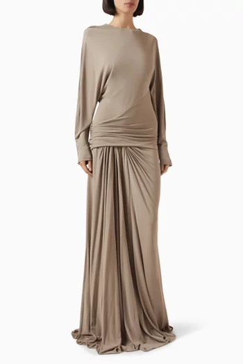 Vala Draped Maxi Dress in Jersey