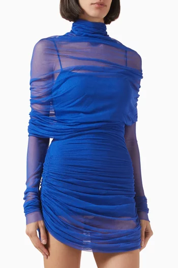 Christo Sheer Wrap Mini Dress in Silk